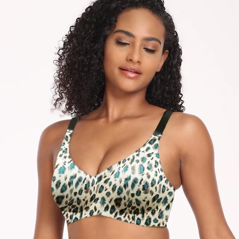 Seamless Bra, Wireless Nylon Spandex Bra & Stretch Full Coverage Bralette, V Neck Push up Sport Bra, Ice Silk Underwear