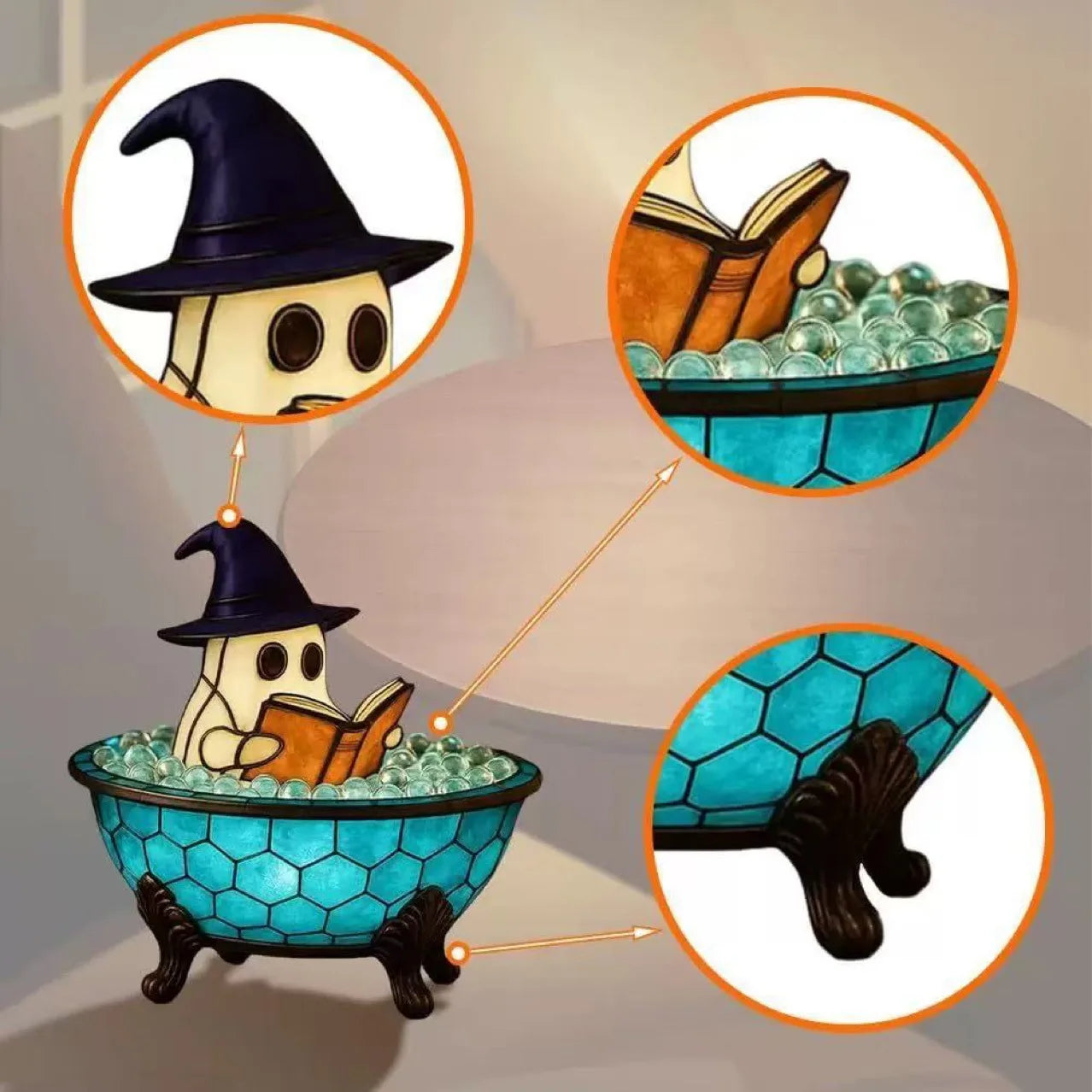 Resin Ghost Bubble Bath Lamp with Warm Light, Creative Night Light for Bedroom, Desk, and Seasonal Decoration