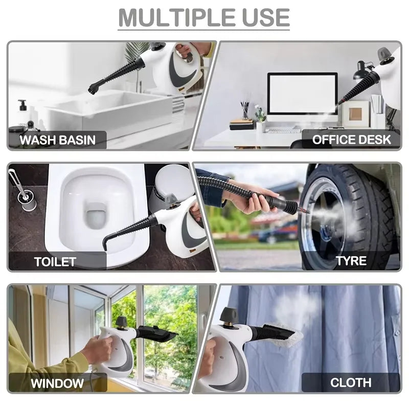 Handheld Steam Cleaner Carpet Sofa Car Portable Pressurized Steamer 9 Piece Accessory Set