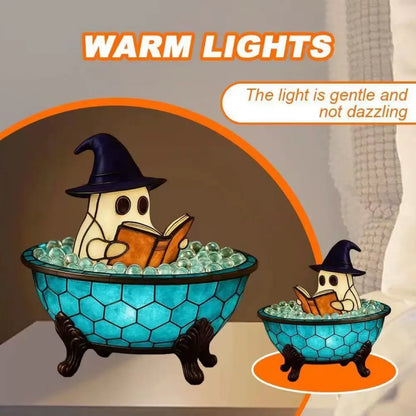 Resin Ghost Bubble Bath Lamp with Warm Light, Creative Night Light for Bedroom, Desk, and Seasonal Decoration