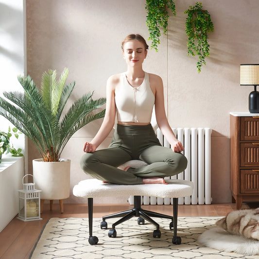 Ergonomic Criss Cross Office Chair, Meditation Chair with Wheels,360Degreeswivelfootrest,Support,Fidget-Sitters and Yoga Lovers.