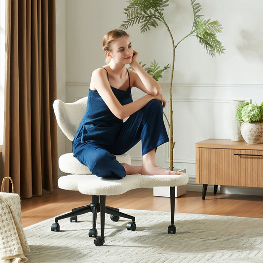 Ergonomic Criss Cross Office Chair, Meditation Chair with Wheels,360Degreeswivelfootrest,Support,Fidget-Sitters and Yoga Lovers.